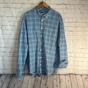 Johnnie O Caiden Hangin'Out Button Down‎ Barbados Blue Plaid Shirt Size 2XL XXL
